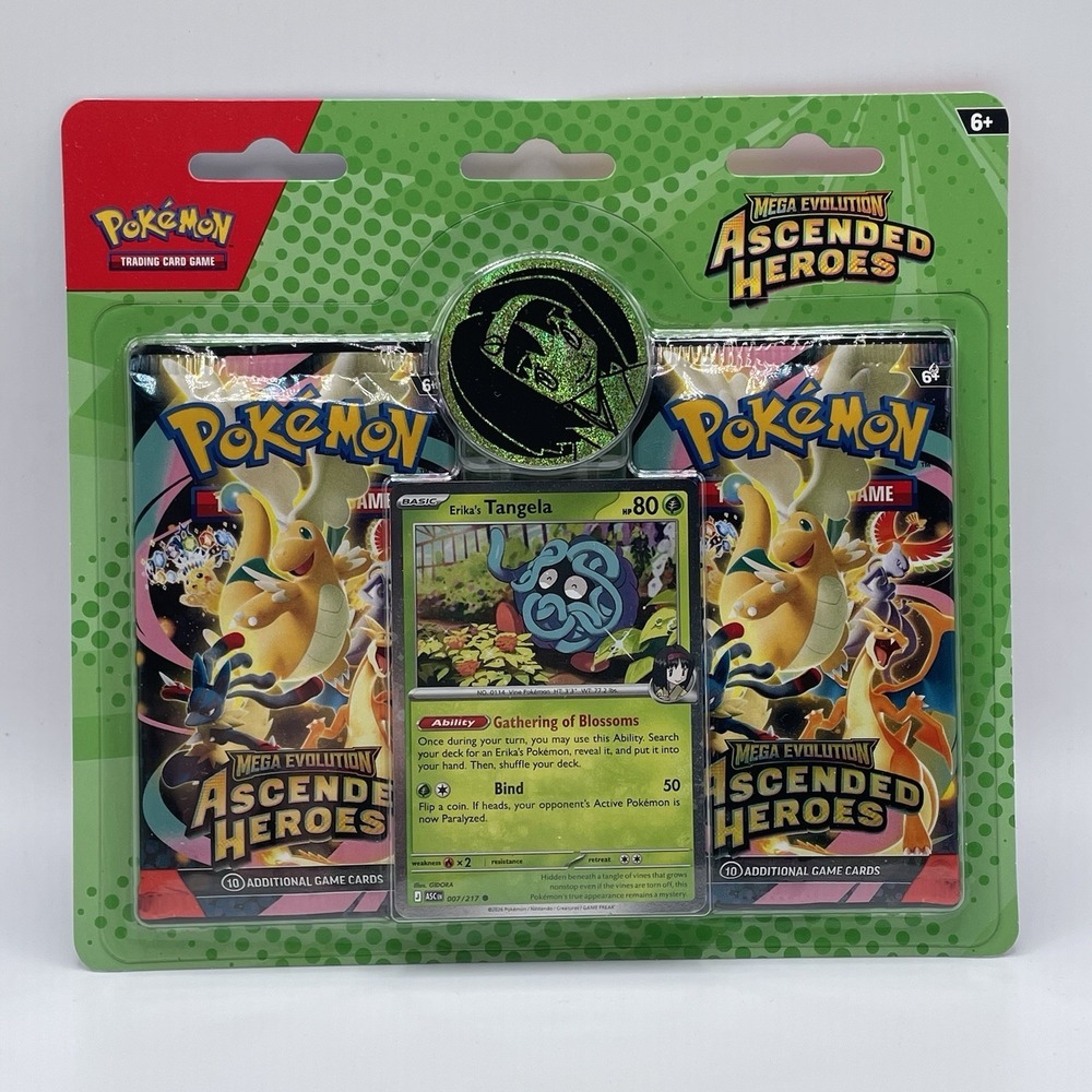 Pokemon TCG Mega Evolution Ascended Heroes 2 Pack Blister Erika Tangela SEALED
